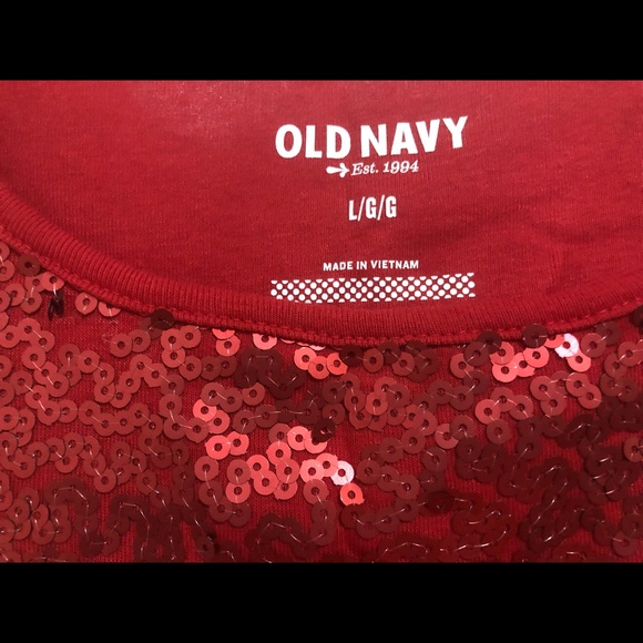 NWOT Old Navy Red Sequin Glitter Top - Picture 2 of 3